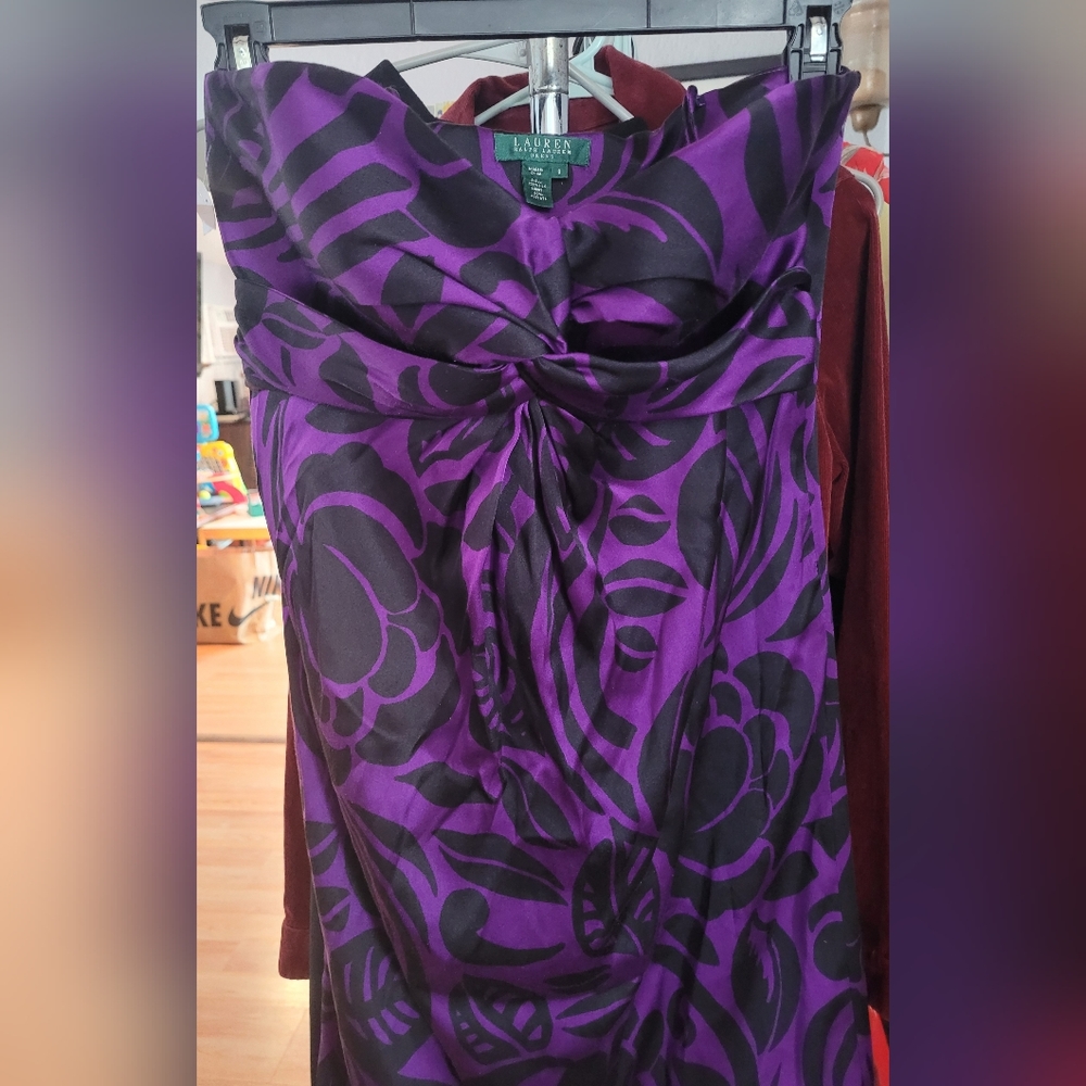NWT Lauren Ralph Lauren Strapless Purple Dress Size 8